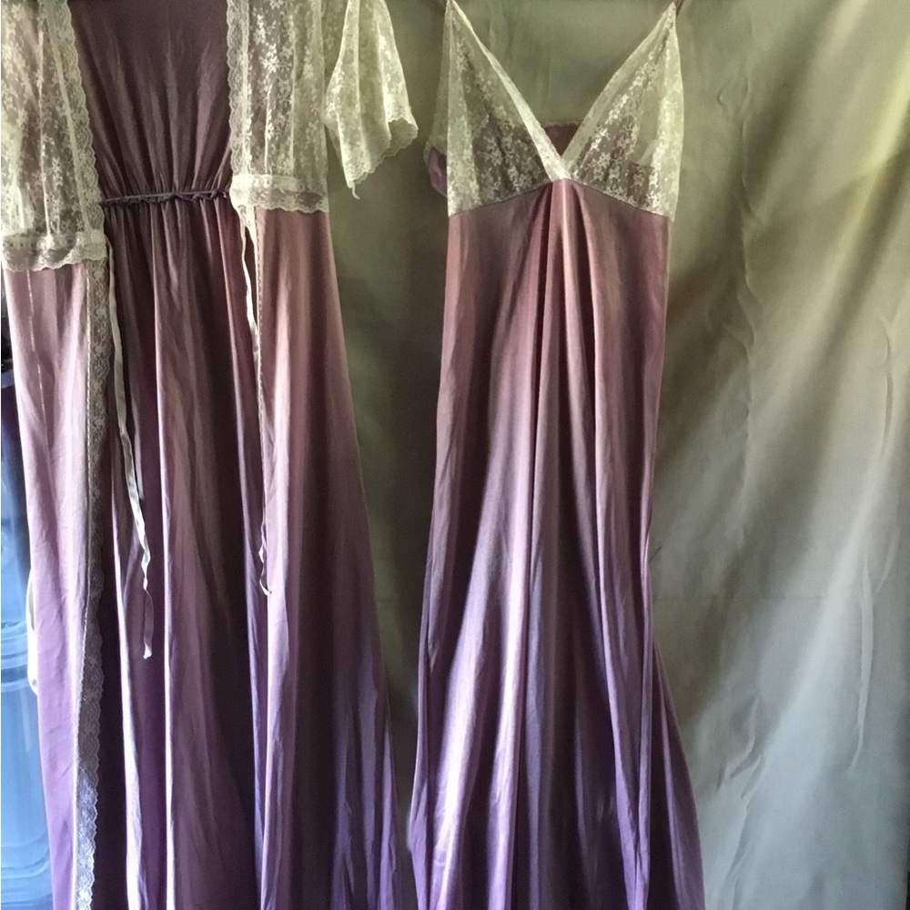 Elegant Purple Lace Chemise & Slip Set